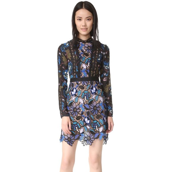 Self-Portrait Dresses & Skirts - Self Portrait Maxine Dress Floral Lace Blue